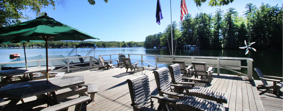 Our Large Lakefront Deck with Panoramic Views of Lake Winnisquam